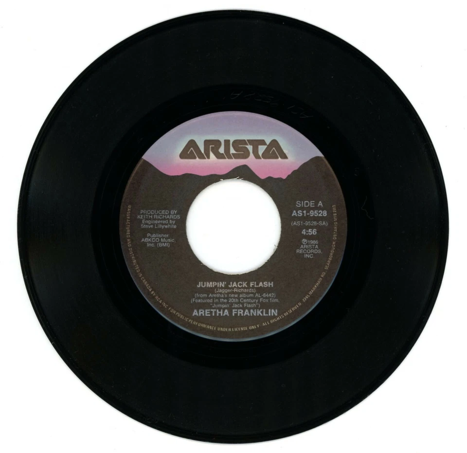 ARETHA FRANKLIN "JUMPIN' JACK FLASH" (1986) 45 RPM SINGLE ~ ORIGINAL OWNER - Image 3 of 4