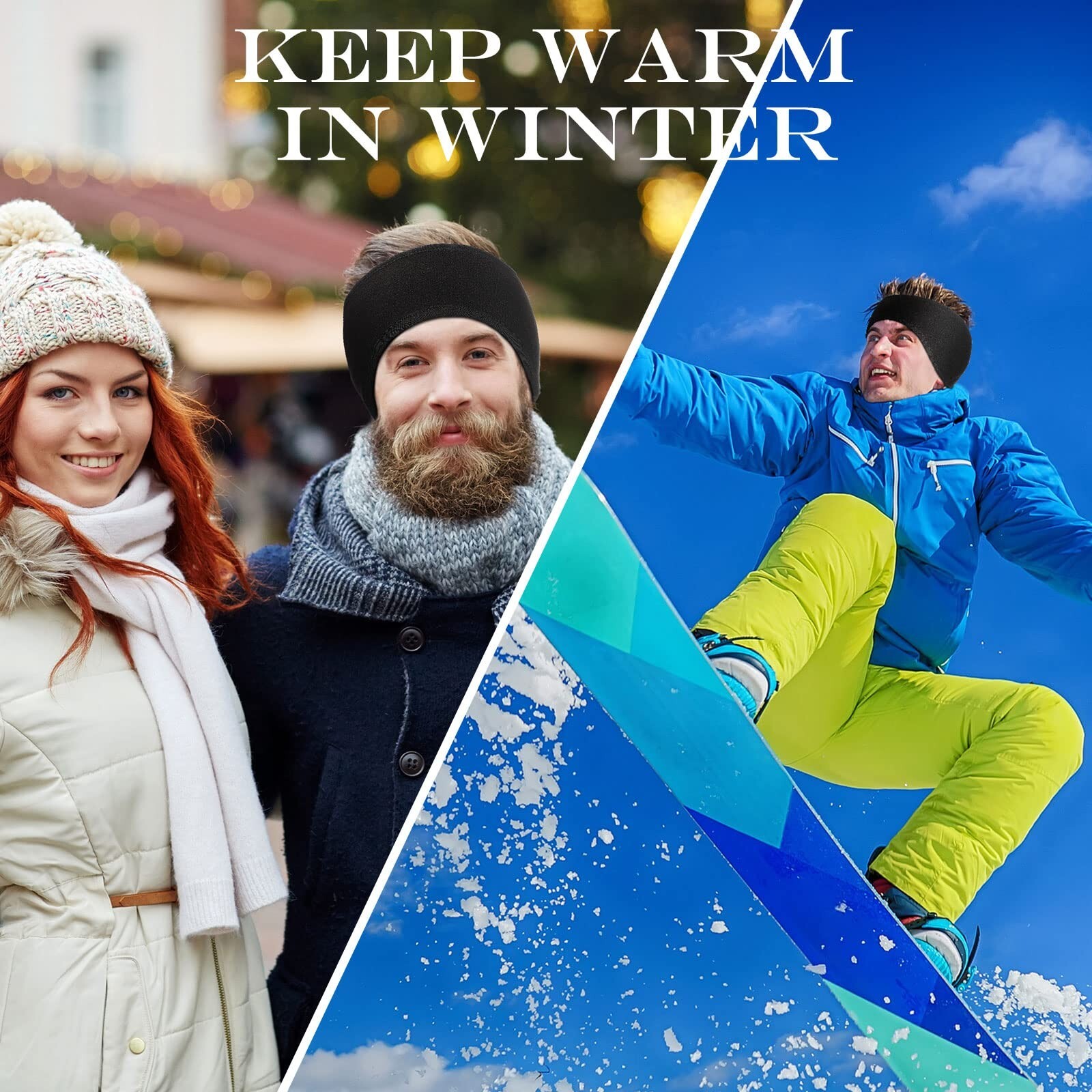 20 Pcs Headband Ear Warmer Polar Fleece Winter Ear Muffs Running Gear Black