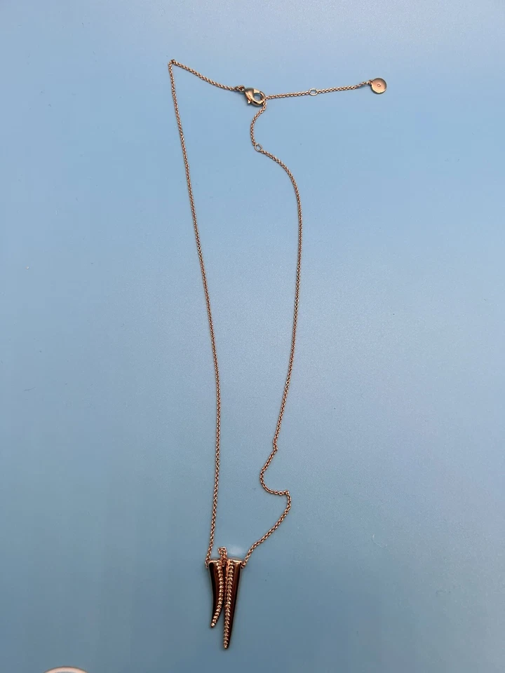 Colgante Cuerno Doble Pavé Stella & Dot - Oro Rosa Nuevo En Caja Original Foto 2 de 3