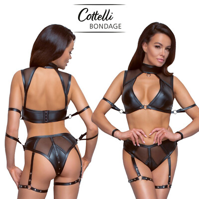 Cottelli Collection Bondage Komplett Dessous Top Briefs Thigh Straps Restraints