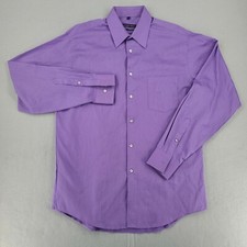 Geoffrey Beene Wrinkle Free Classic Men's Large Purple Long Sleeve Spread Collar