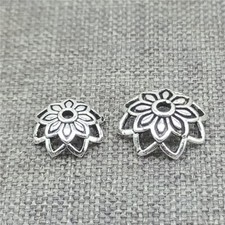 5 Sterling Silver Lotus Flower Bead Caps Spacer for Bracelet Necklace