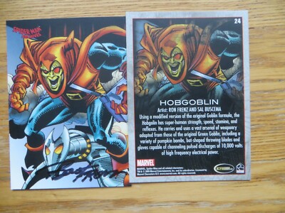 2009 SPIDER-MAN ARCHIVES HOBGOBLIN CARD SIGNED RON FRENZ ART, WITH