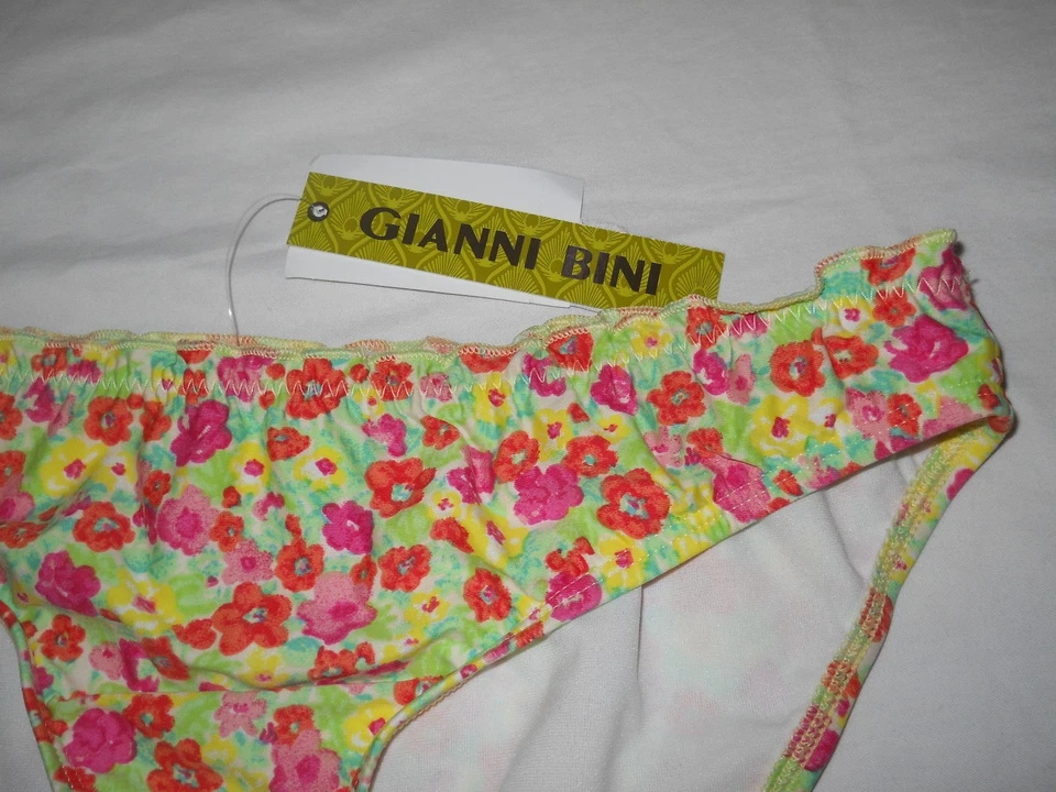 Nuevo traje de baño Gianni Bini para mujer con borde de lechuga floral parte inferior de bikini mediano Foto 2 de 3