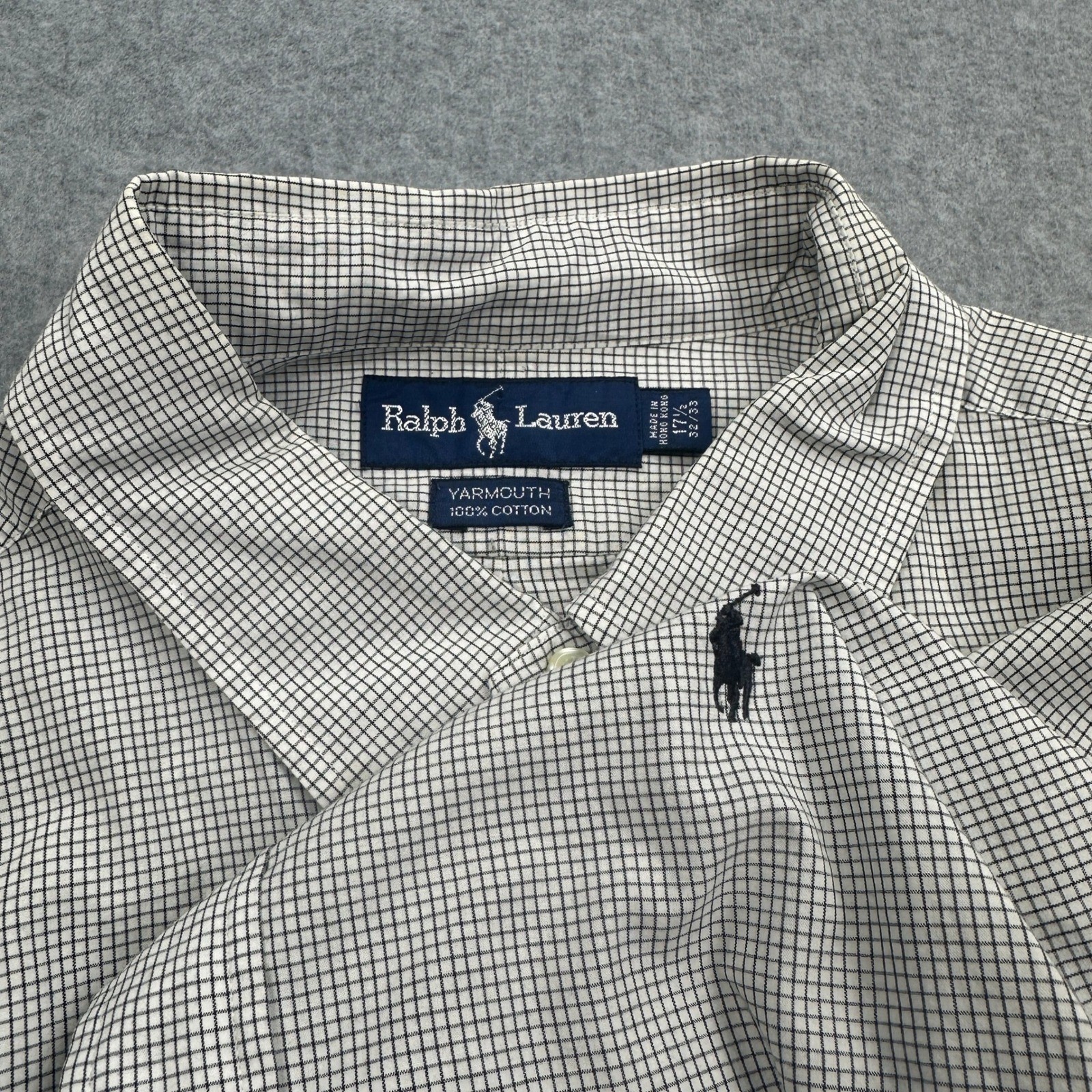 VTG Ralph Lauren Yarmouth Shirt Checkered Button Down Long Sleeve XL 17 32/33