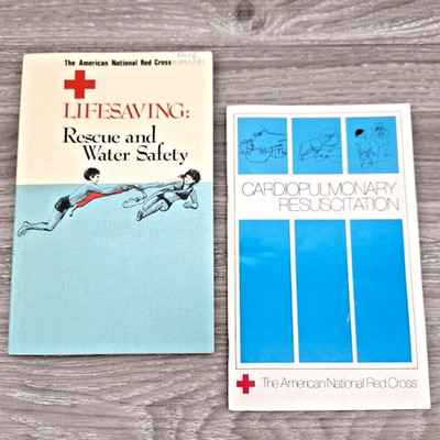 Vintage Medical Book Lot of 2 Red Cross Lifesaving CPR 1974 Rescue Water Safety