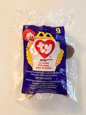 1998 McDonald  s Teenie Beanie Baby BONES Dog 9 TY Sealed Happy Meal Toy