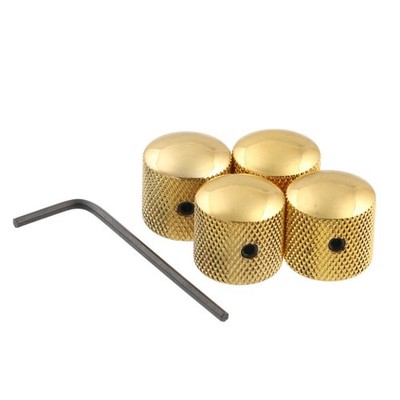 4x Meta Knob Volume Tone Control Knobs for Electric Guitar Bass Screw Type Gold 