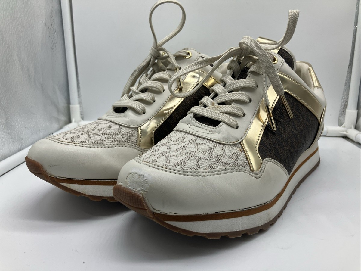 Michael Kors Women's Maddy Two-Tone Logo Trainer Vanilla/Brown