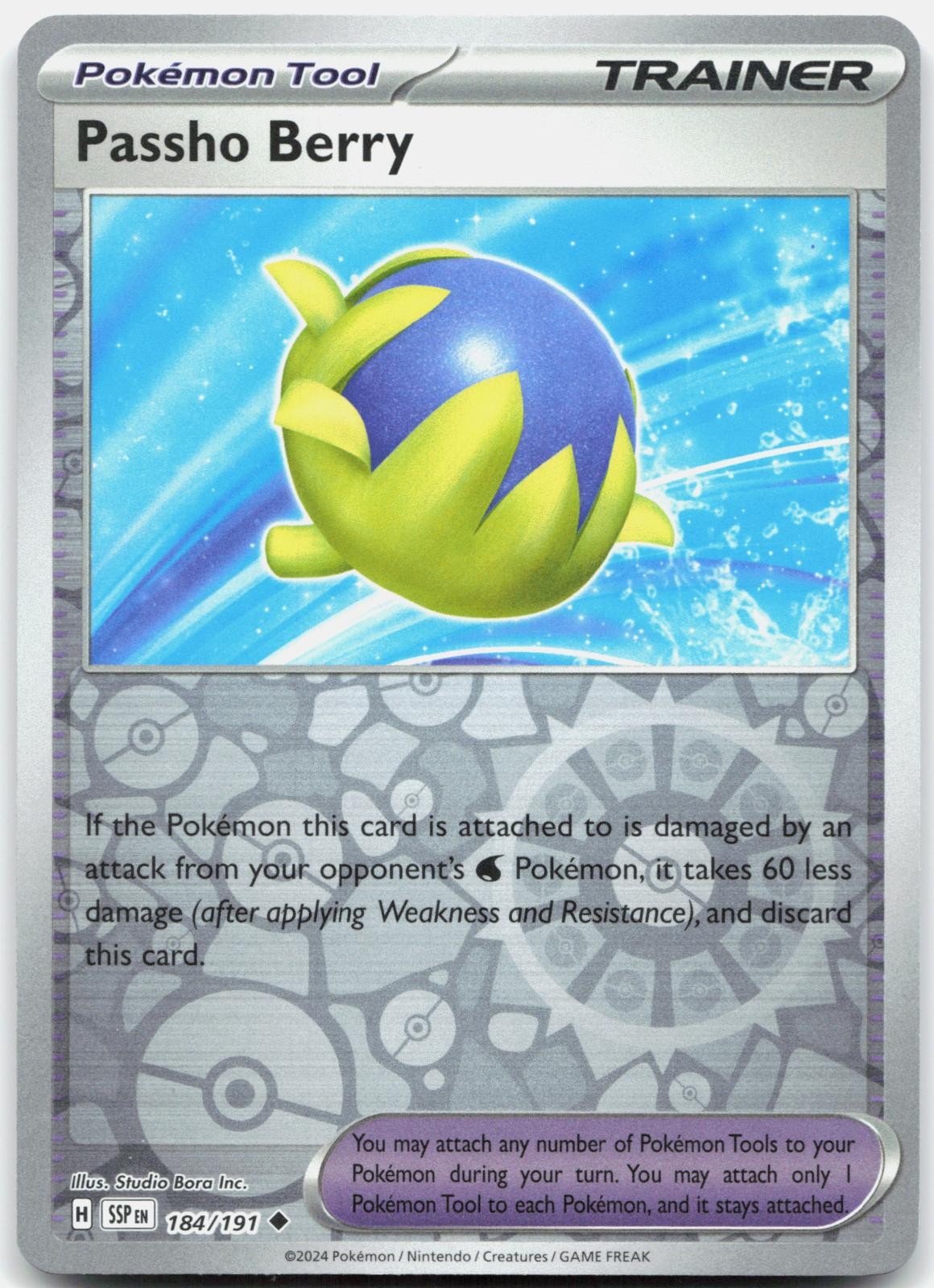 Passho Berry Uncommon Surging Sparks Reverse Holo 184/191 NM/M Pokemon