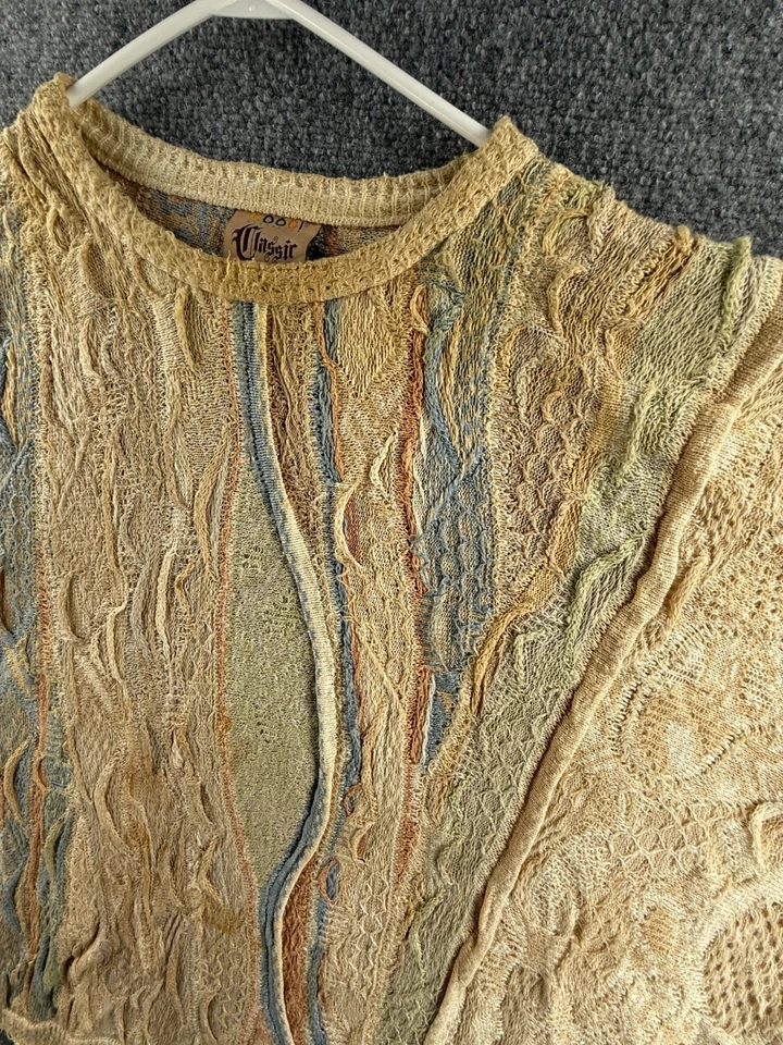 COOGI Classic Australia Sweater XL Linen Blend Beige Blue Pullover Oversized - Image 3 of 4