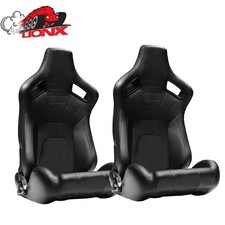 1pair Universal Car Racing Seats Pvc Leather With 2 Sliders Sport Seats Black