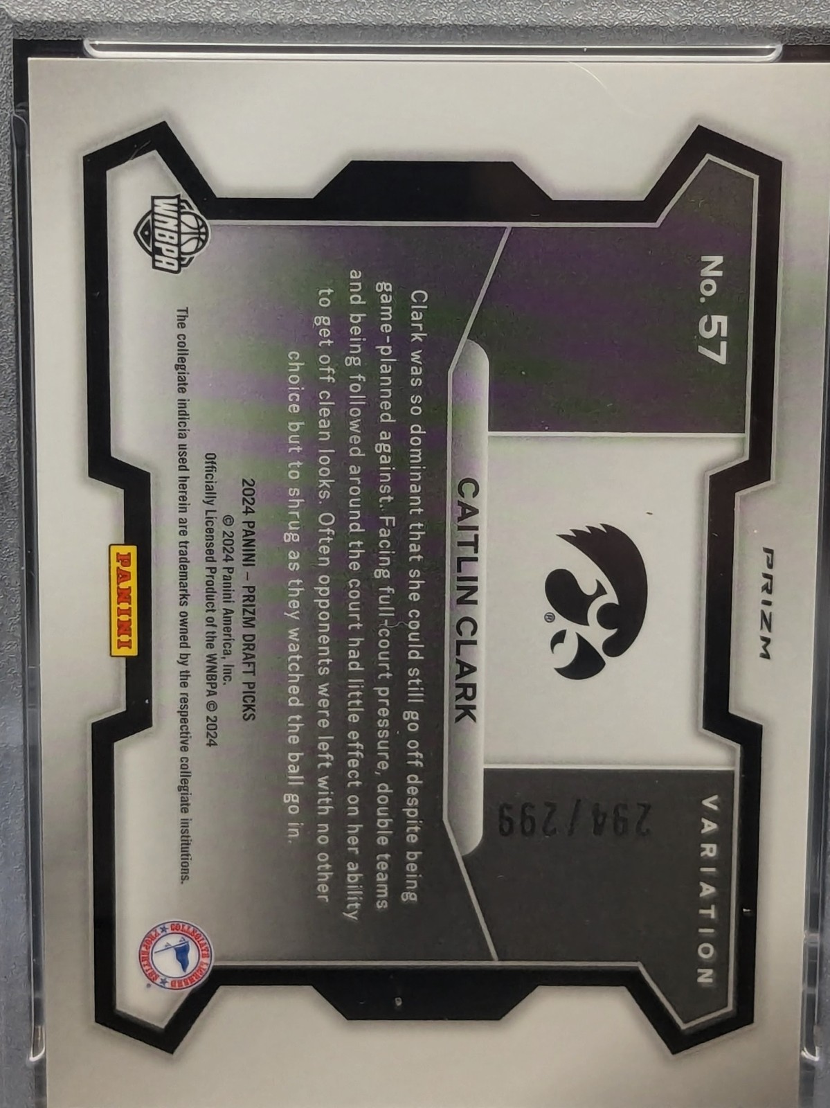 Panini 2024 Prizm Draft Picks Caitlin Clark #57 Red Pulsar /299 PSA 10 RC view 2