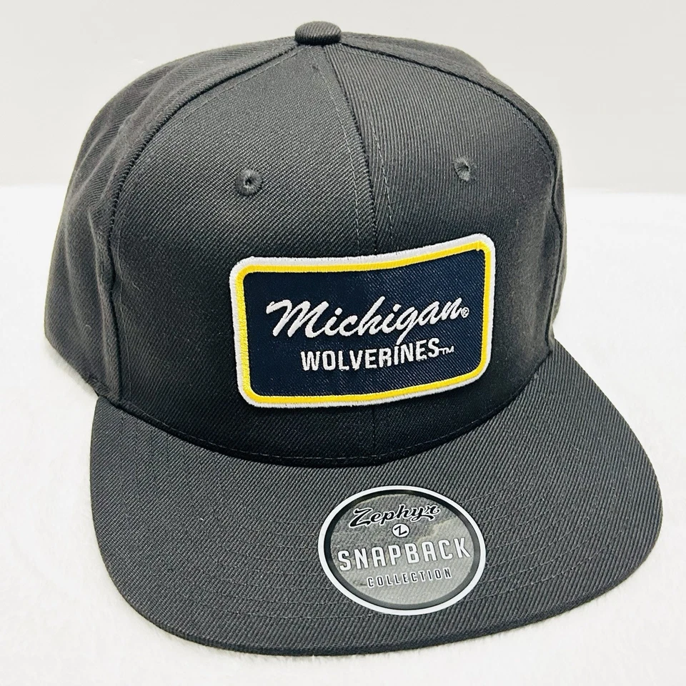 Zephyr Michigan Wolverines Script Flat Hat Cap Snapback Adjustable Dark Gray - Image 3 of 4