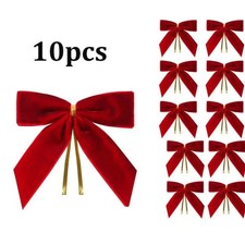 10pc Velvet Bows for Christmas Tree Decorations Wreath Garland Velvet Bow with T