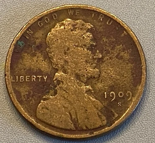 1909 S Lincoln Wheat Cent VG good details Corrosion