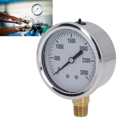 Liquid Filled Pressure Gauge 1/4in NPT Thread 2.5in Dial Stainless Steel Pre SET