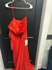 NWT Mac Duggal Red Strapless Chiffon Maxi Formal Dress - Size 12
