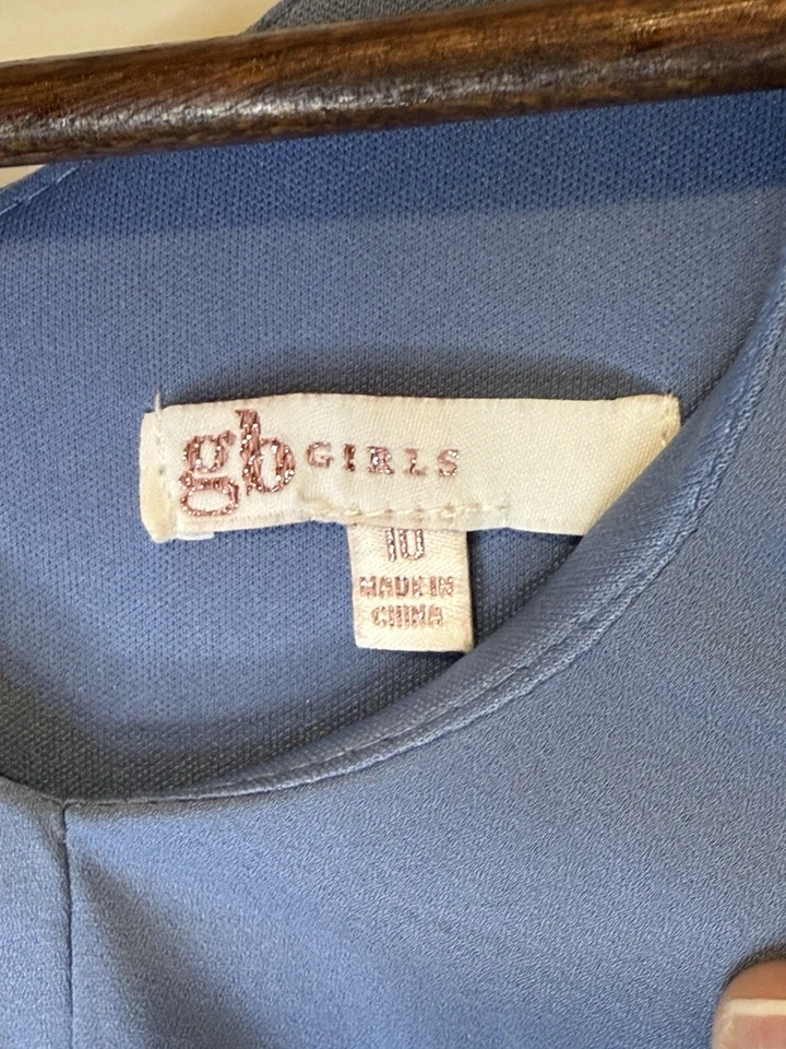 Vestido Gianni Bini Gb Niñas Azul Claro Volantes Lateral Corbata Talla 10 Foto 4 de 4