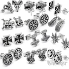 Mens Stud Earrings 316L Stainless Steel Silver High Quality Men Gift Biker Jewellery