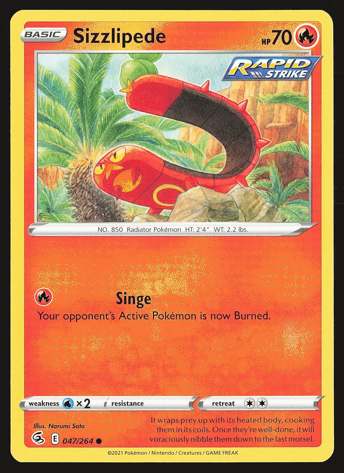 SWSH08: Fusion Strike Sizzlipede (47) #047/264 Common Pokemon Card
