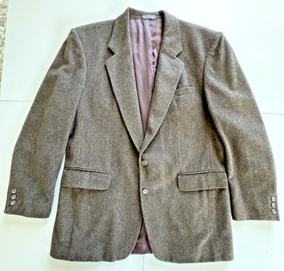 Roberto Vasalli Vintage 42L Camel Hair Blend Blazer Brown Tweed Yugoslavia