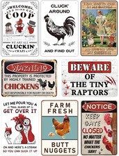 8 Pack Chicken Coop Signs, Funny Chicken Decor for Outdoors, and Wall Art for...