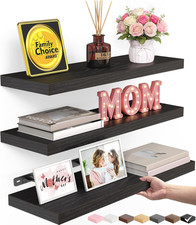 BAYKA Floating Shelves for Wall, Wall Mounted Rustic Wood Shelves for Bathroom,