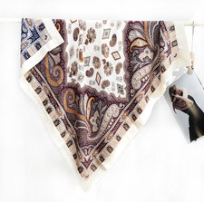 70 Cashmere 30 Silk Neckerchief Scarf graphics Print Wrap Shape Bandana 90X90cm