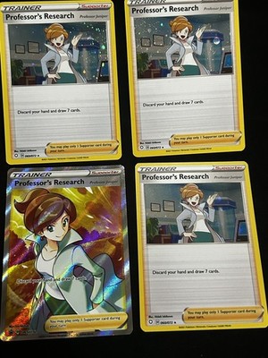 Pokemon Professor's Research SWSH152 Professor Wacholder Full Art Promo + 3 Holos