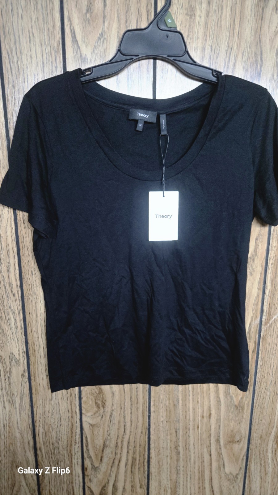 Theory Women's Basic Black Solid Crew Neck Short Sleeve T-Shirt, Size M Regular