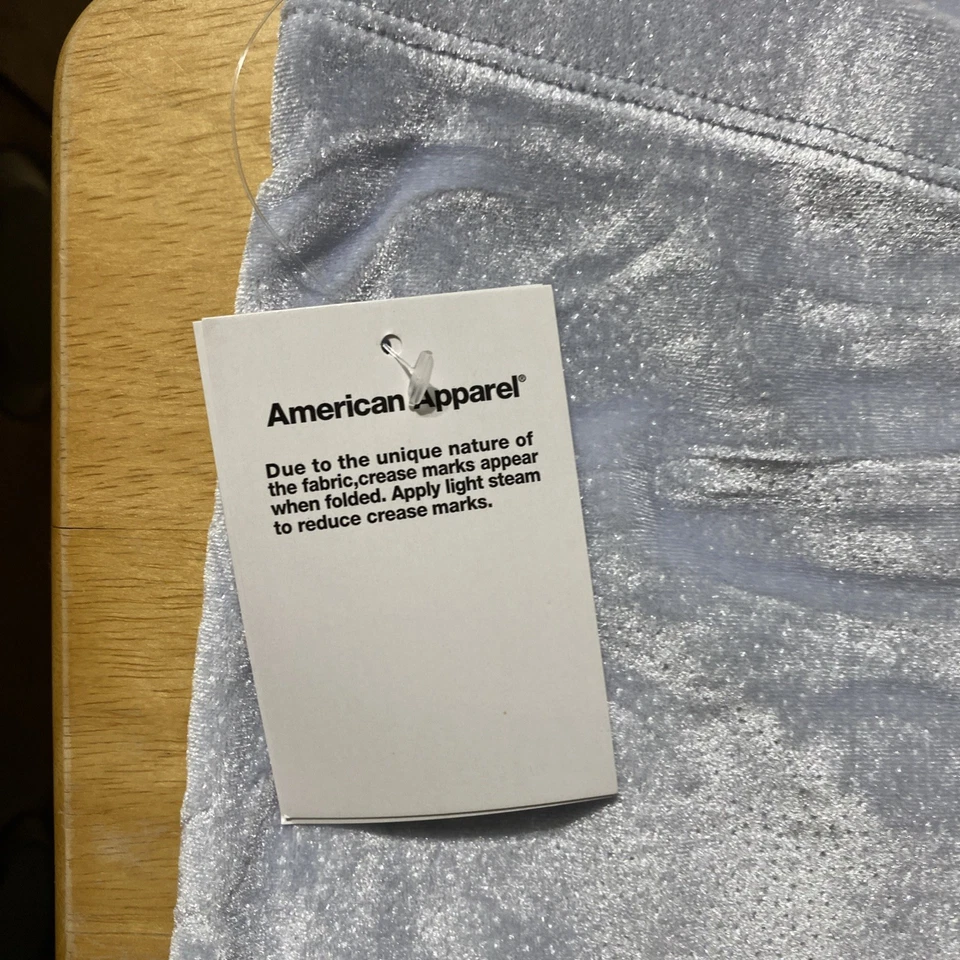 Pantalones Cortos de Bicicleta American Apparel Azul Transparente Plata Terciopelo Brillante Talla L - Nuevos con Etiquetas Foto 3 de 4