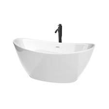 Wyndham Collection WCBTE652060-ATP Dorrit 60" - White / Shiny White Trim / Matte