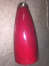 Design Pendelleuchte Hängeleuchte  Glas rot, innen weiß, Edelstahl 230V