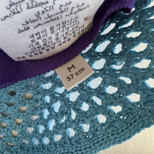 NWT GUCCI Gg-Logo Striped Faux-Raffia Hat $750 SZ M Bucket Purple Blue Red - Picture 7 of 7