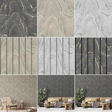 Image of Realistic Metallic Woodgrain Wallpaper by Muriva Wood Panel - Choose Colour