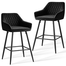 1/2/4X Breakfast Bar Stools Velvet Padded Bar Chairs Seat  Kitchen Pub Stool UK