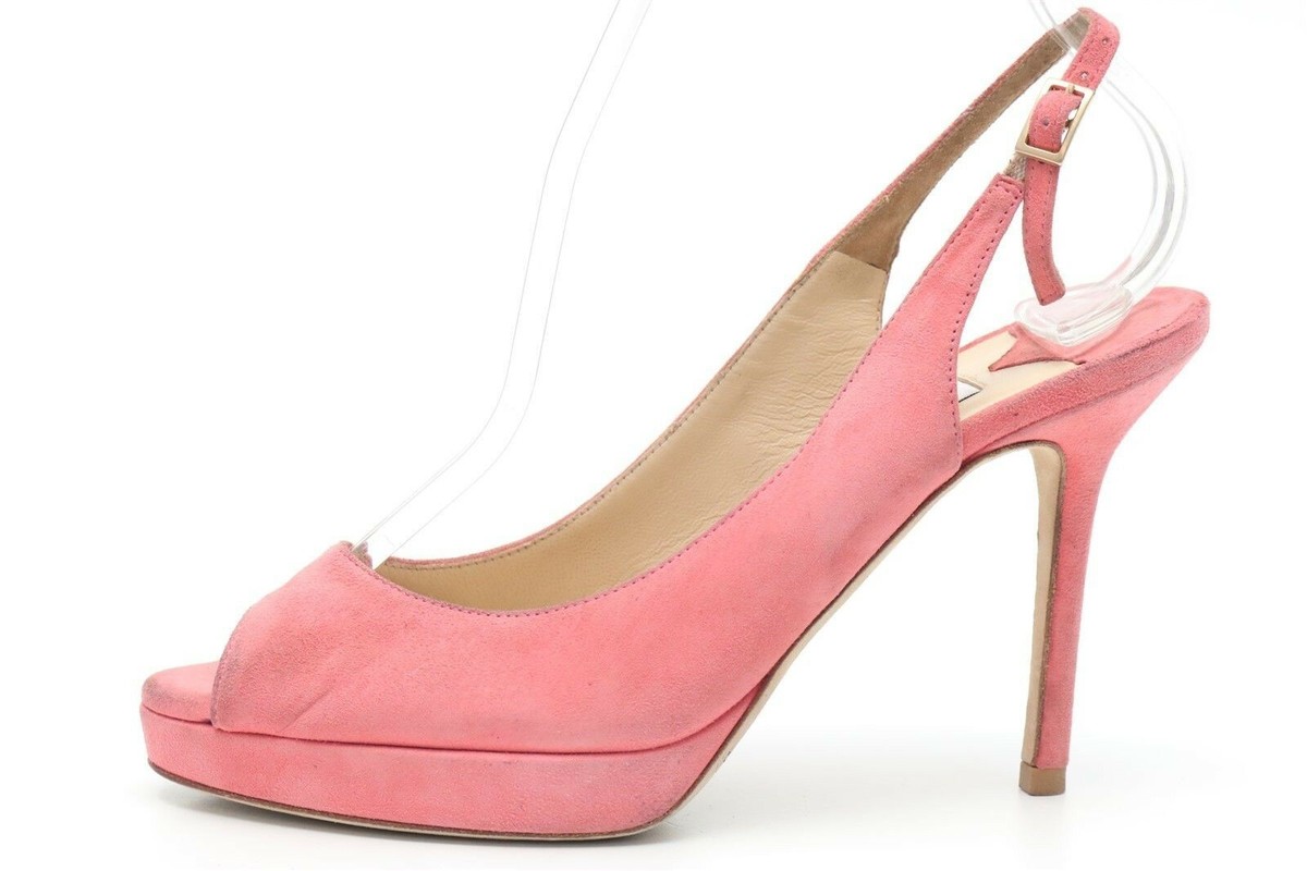 Jimmy Choo Womens Coral Pink Suede Leather Pumps Slingbacks