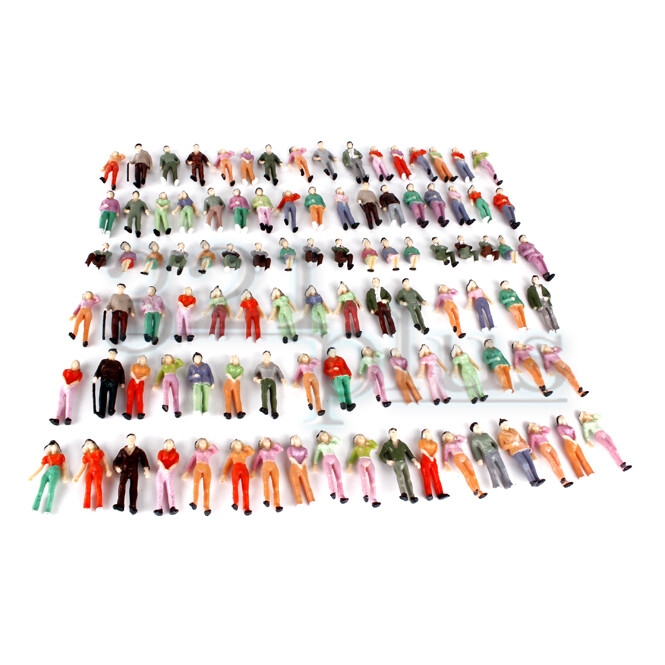 Lot 100 Figurines Non Peintes Échelle 1:48 – Personnages Assis, Modélisme Ferroviaire, Plastique, 6 Poses Différentes