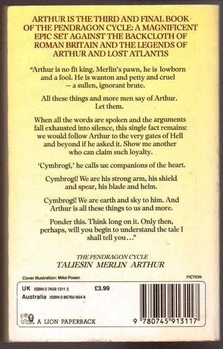Arthur (The Pendragon Cycle, Book 3) by Stephen R. Lawhead, USED Book - Picture 2 of 2