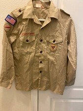Official BSA Boy Scout tan uniform shirt long sleeve Youth Size 16