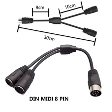 Din 8 Pin Male to 2x MIDI Female Speaker Audio System MIC Signal Control Cable