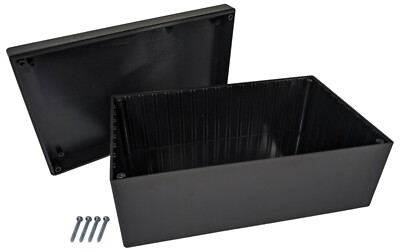 Black ABS Plastic Enclosure Project Box with Lid + Screws, 8.82'' x 5.47'' x 3.62''