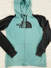 The North Face Jacket Women's Medium Gray Teal Hoodie Full Zip Outdoors
