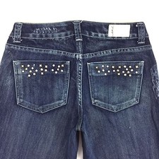 INC Women's Jeans International Concepts Embellished Distressed Blue Denim Sz 2
