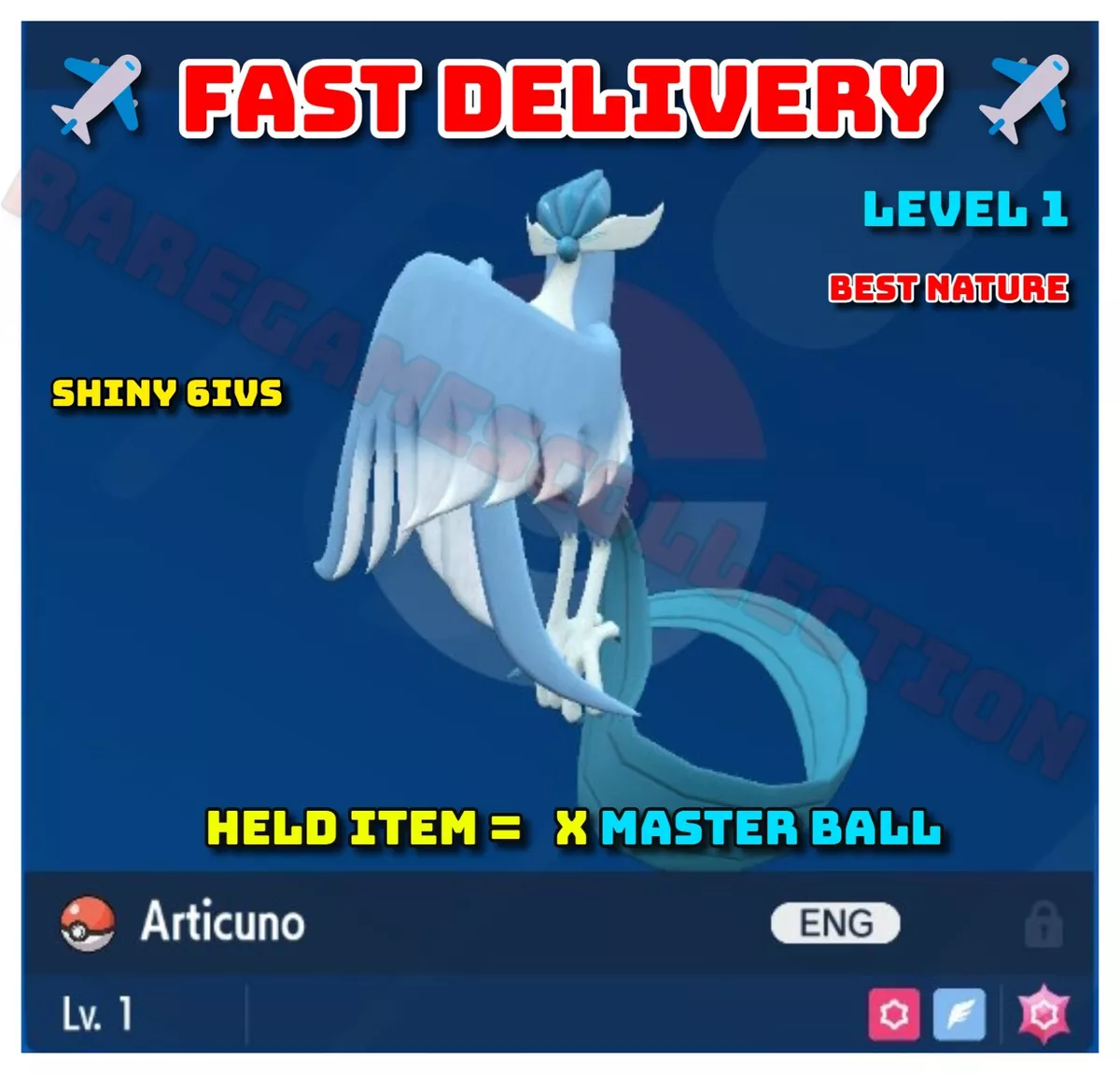 ✨ SHINY ✨ Event GALAR ARTICUNO Level 1 ✨ Pokemon Scarlet Violet ✨FAST  DELIVERY
