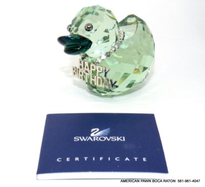 Swarovski Crystal Happy Birthday Duck 1078531 Green / Erinite