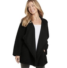 Jockey Open Front Sherpa Teddy Bear Cardigan Black Size S/M NEW