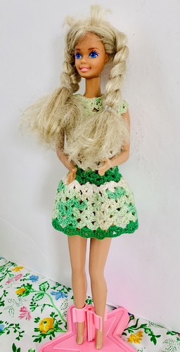 Vtg Mattel~BARBIE 80s Era Cool Times ? OOAK Blonde Superstar Mold Crochet Dress - Picture 4 of 10