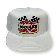 Vintage Kelloggs Corn Flakes NASCAR Racing Mesh Snapback Hat Trucker Cap NEW